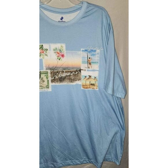 Caribbean Mens 3XT Blue Graphic T-Shirt - Picture 3 of 10
